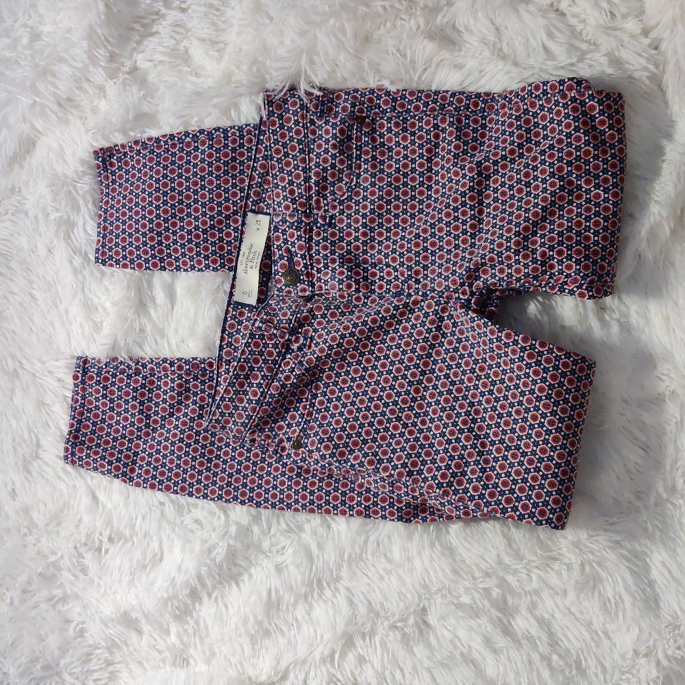 Abercrombie Blue and Orange Patterned Skinny Jeans Size 0